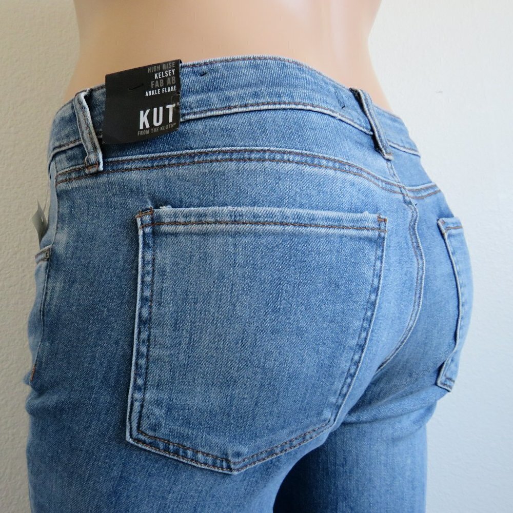 KUT from the KLOTH Jeans $104 Ankle FLARE Kelsey Fab Ab Distressed Plus Size 16P